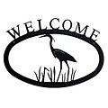 Village Wrought Iron Heron Welcome Sign; Large (VW1565)