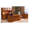 Lorell Bow Front Desk Right Pedestal, 72in x 34in x 29in, Honey Cherry