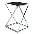 Convenience Concepts Boulevard Z End Table with Black Glass and Chrome Finish (RTL52464)
