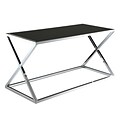Convenience Concepts Boulevard X Frame Coffee Table; Black Glass and Chrome Finish (RTL52465)