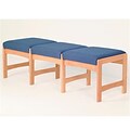 Wooden Mallet Fabric Three Seat Bench in Mahogany; Blue (WDNM1156)