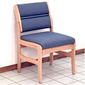 Wooden Mallet Valley Armless Fabric Guest Chair in Medium Oak; Arch Green, WDNM923