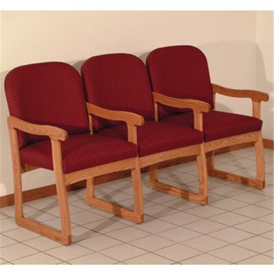 Wooden Mallet DW7-3MOVC Prairie Three Seat Chair with Center Arms in Medium Oak; Cream (WDNM1415)