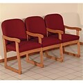 Wooden Mallet Prairie Three-Seat Chair with Center Arms in Mahogany/Arch Khaki (WDNM1386)