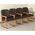 Wooden Mallet Prairie Four-Seat Chair with Center Arms in Light Oak/Leaf Wine (WDNM1433)
