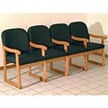 Wooden Mallet Prairie Four Seat Chair with Center Arms; Arch Green and Medium Oak WDNM1465