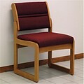 Wooden Mallet Valley Armless Guest Chair in Medium Oak/Cabernet Burgundy (WDNM706)
