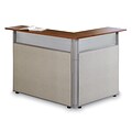 OFM RiZe 60 x 48 L Shaped Reception Station, Gray Frame & Beige Vinyl Panel w/Cherry Laminate Desk