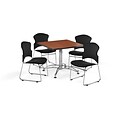 OFM 42 Square Laminate MultiPurpose Table w/Four Chairs, Cherry Table/Black Chair (PKGBRK0440004)