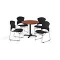 OFM 36 Round Laminate MultiPurpose XSeries Table w/Four Chairs, Cherry/Black Chair (PKGBRK0490004)