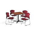 OFM 42 Square Laminate MultiPurpose XSeries Table w/4 Chairs, Cherry/Wine Chairs (PKGBRK0520002)