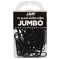 JAM Paper Jumbo Paper Clips, Black, 75/Pack (2184933)
