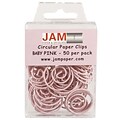 JAM Paper® Vinyl Circular Colored Papercloops, Baby Pink Round Paper Clips, 50/Pack (2187132)
