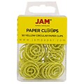 JAM Paper® Vinyl Circular Colored Papercloops, Yellow Round Paper Clips, 50/Pack (2187140)