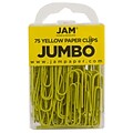 JAM Paper Jumbo Paper Clips, Yellow, 75/Pack (42182236)