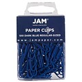 JAM Paper Small Paper Clips, Dark Blue, 100/Pack (42186868)