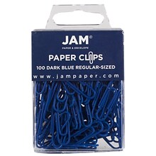 JAM Paper Small Paper Clips, Dark Blue, 3 Packs of 100 (42186868B)