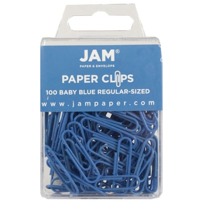 JAM Paper Small Paper Clips, Baby Blue, 3 Packs of 100 (221819033B)
