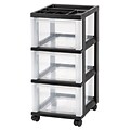 IRIS® 3-Drawer Storage Cart, Black, 2 Pack (116807)