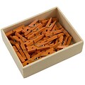 JAM Paper Wood Clip Small Wood Clothespins, Orange, 50/Pack (230729133)