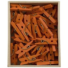 JAM Paper Wood Clip Small Wood Clothespins, Orange, 50/Pack (230729133)