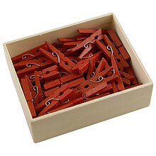 JAM Paper Wood Clip Medium Wood Clothespins, Red, 50/Pack (230729143)