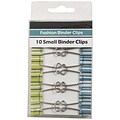 JAM Paper® Colored Fashion Design Binder Clips, Small, 19mm, Green and Blue Binder Clips with Stripe