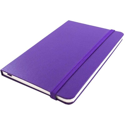 JAM Paper® Hardcover Lined Notebook with Elastic Closure, Large, 5 7/8 x 8 1/2 Journal, Plum Purple,