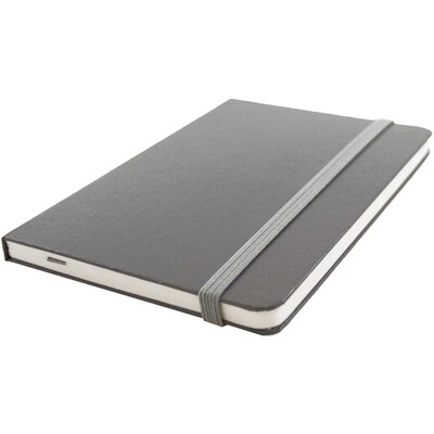 JAM Paper® Hardcover Lined Notebook with Elastic Closure, Large, 5 7/8 x 8 1/2 Journal, Grey, Sold I