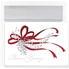 JAM Paper® Christmas Holiday Cards Set, Silver Pinecone, 16/pack (526861000)