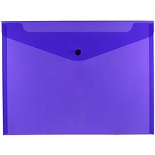 JAM Paper® Plastic Envelopes with Snap Closure, Letter Booklet, 9.75 x 13, Purple Poly, 12/pack (218