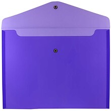 JAM Paper® Plastic Envelopes with Snap Closure, Letter Booklet, 9.75 x 13, Purple Poly, 12/pack (218