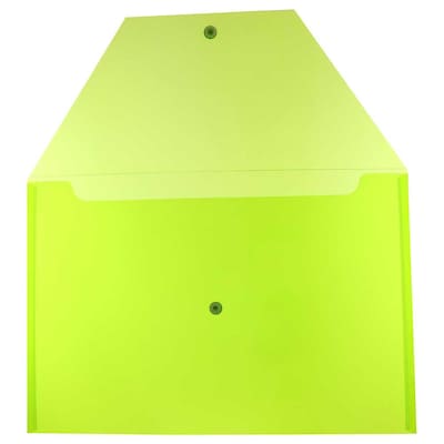 JAM Paper® Plastic Envelopes with Snap Closure, Legal Booklet, 9.75 x 14.5, Lime Green, 12/Pack (219