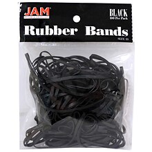 JAM Paper® Rubber Bands, #33 Size, Black Rubberbands, 100/pack (333RBBL)