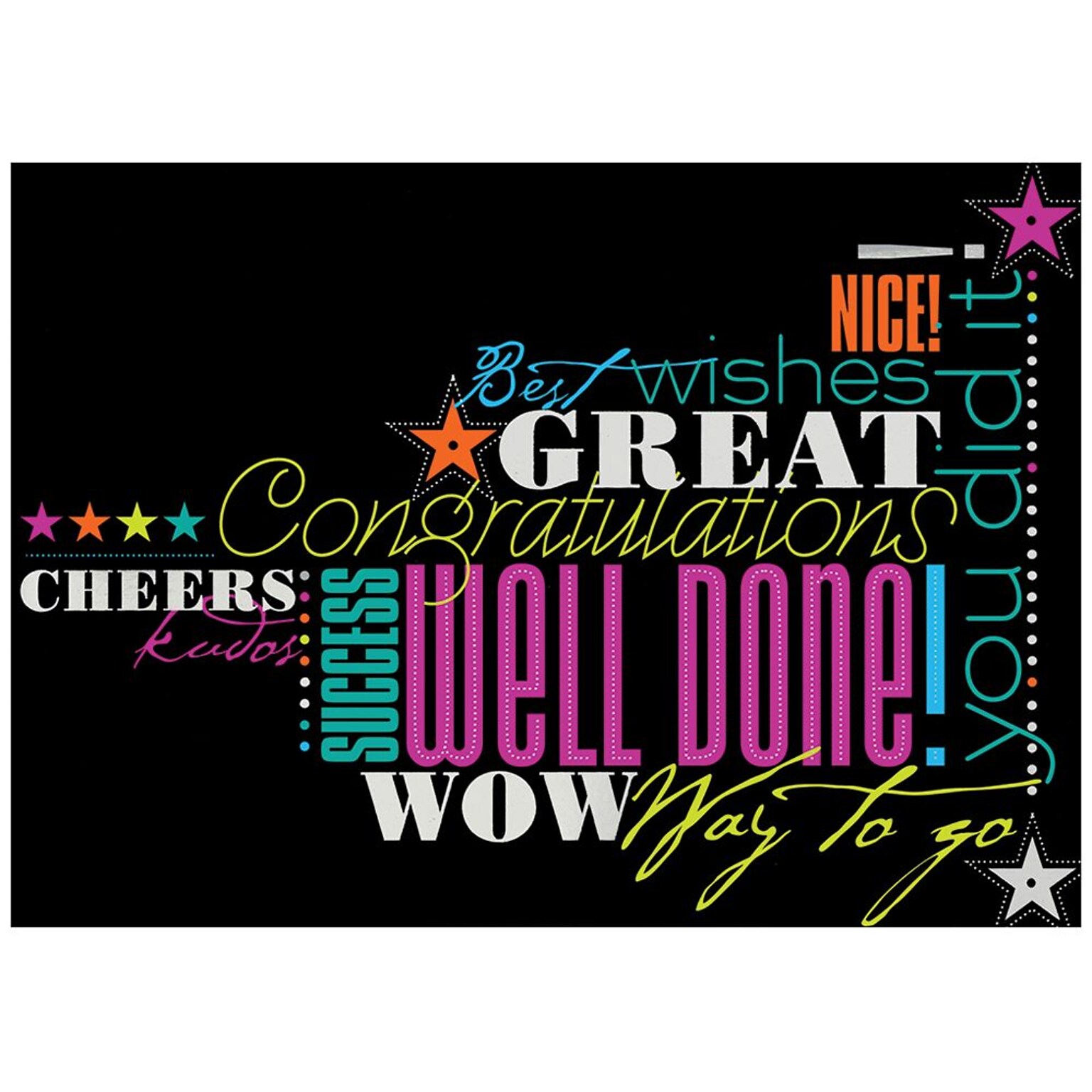 JAM Paper® Blank Congratulations Cards Set, Congrats in Neon, 25/Pack (526M0608WB)