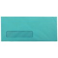 JAM Paper® #10 Business Colored Window Envelopes, 4.125 x 9.5, Sea Blue Recycled, Bulk 1000/Carton (5156478B)