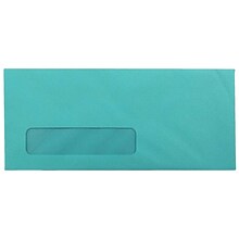 JAM Paper #10 Business Window Envelope, 4 1/8 x 9 1/2, Sea Blue, 500/Pack (5156478H)