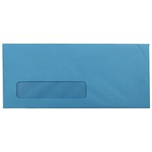JAM Paper #10 Business Window Envelope, 4 1/8 x 9 1/2, Blue, 50/Pack (5156476I)