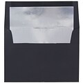 JAM Paper A8 Foil Lined Invitation Envelopes, 5.5 x 8.125, Black Linen with Silver Foil, 25/Pack (32