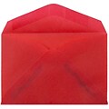 JAM Paper 3Drug Translucent Vellum Mini Envelopes, 2.3125 x 3.625, Primary Red, 25/Pack (1591589)
