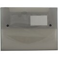 JAM Paper® Plastic Portfolio with Two Button Snap Closure - 9 1/2 x 12 1/2 x 3/4 - Smoke Gray Translucent - Sold Individually