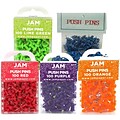 JAM Paper Push Pins, Assorted Colors, 5 Packs of 100 (224PPRGOPB)