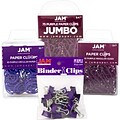 JAM Paper® Colored Office Clip Assortment Pack, Purple, 1 Binder Clips 1 Paperclips 1 Circular Cloops, 4/set (26411PRASRTD)