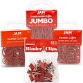 JAM Paper® Colored Office Clip Assortment Pack, Red, 1 Binder Clips 1 Paperclips 1 Circular Cloops,