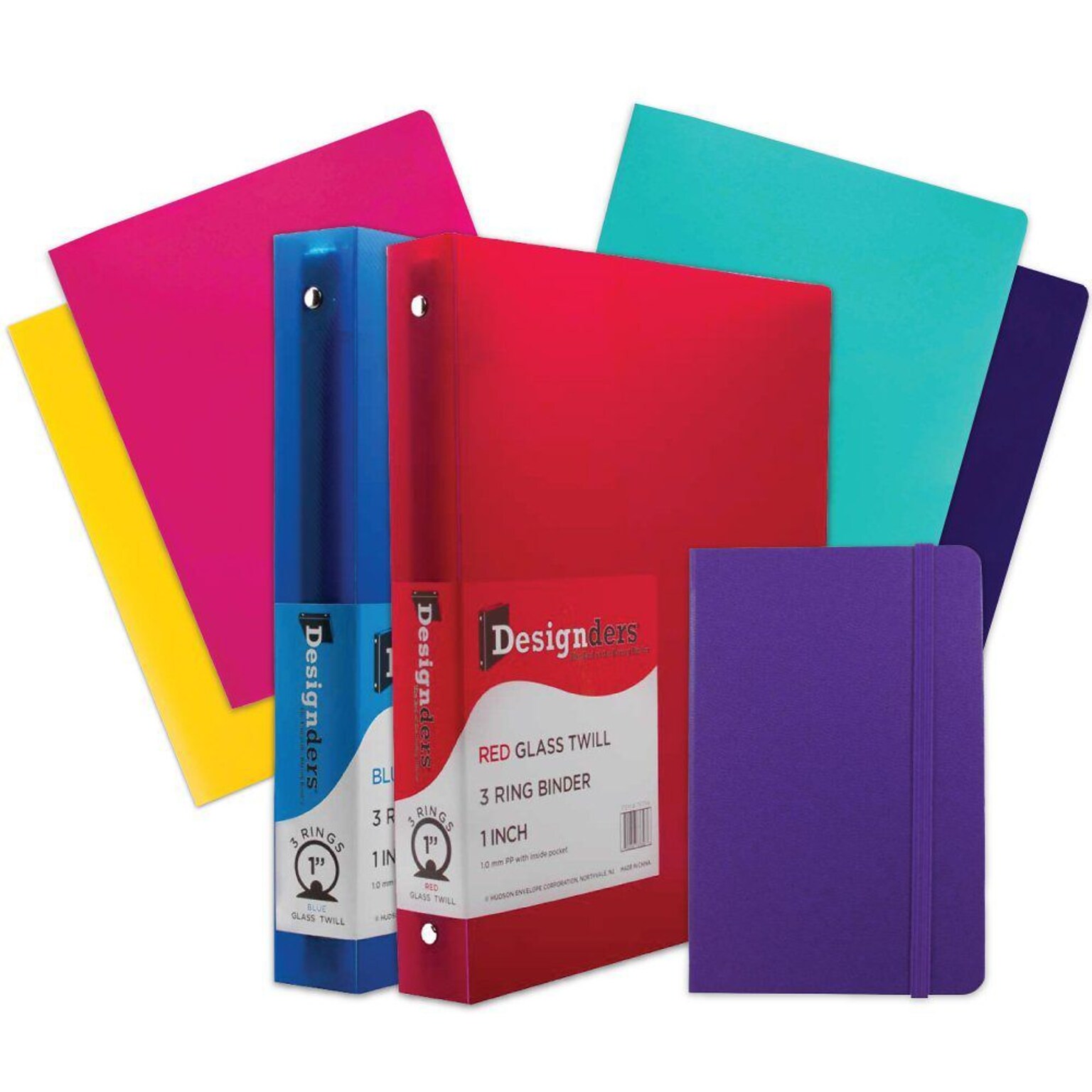 JAM Paper® Back To School Assortments, Purple, 4 Heavy Duty Folders, 2 1 Inch Binders & 1 Purple Journal, 7/Pack (383CW1PRASSRT)