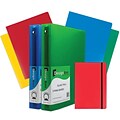 JAM Paper® Back To School Assortments, Red, 4 Heavy Duty Folders, 2 1.5 Inch Binders & 1 Red Journal, 7/Pack (CW15RASSRT)