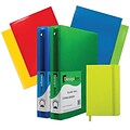 JAM Paper® Back To School Assortments, Green, 4 Glossy Folders, 2 1.5 Inch Binders & 1 Green Journal, 7/Pack (CWG15GASSRT)