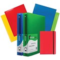 JAM Paper® Back To School Assortments, Red, 4 Glossy Folders, 2 1.5 Inch Binders & 1 Red Journal, 7/Pack (CWG15RASSRT)