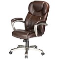 Comfort Products Granton Leather Executive Office Chair, Fixed Arms, Brown (60-5821)