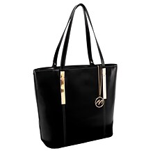 McKlein M Series, CRISTINA, Genuine Cowhide Leather, Ladies Tote with Tablet Pocket, Black (97545)